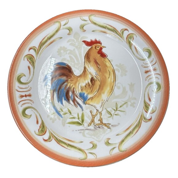 Pier 1 Imports Ironstone Rooster Dessert Salad Plates Set of 4 Colors Patterns - Picture 3 of 12